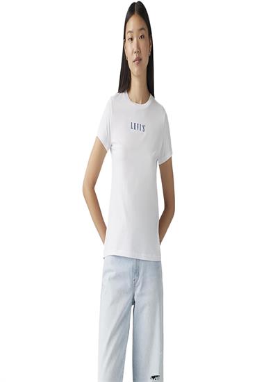 Tee - SERIF EMB BRIGHT WHITE